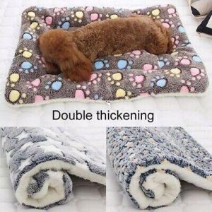 Pets Market ציוד לכלבים Pet Mat Paw Print Cat Dog Puppy Bed Cushion Mattres Fleece Soft Warm Dog Blanket