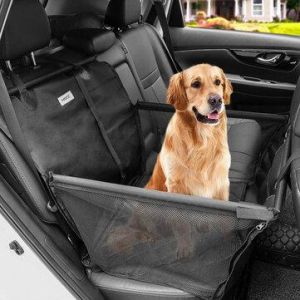 MATCC Car Rear Seat Covers Pet Mat Carrier Protector for Dogs with Seat Belt Waterproof Nonslip Dog Accessories Basket Hammock wit
