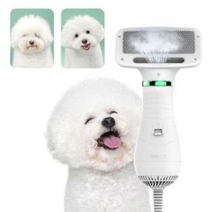 2 in 1 Pet Grooming Hair Dryer Blower with Slicker Slicker Brush Adjustable Temperature Low Noise for Cat Dog Pet Grooming Tool