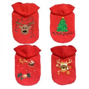 Pets Market בגדים Christmas Pet Clothes Sweater Winter Warm Small Dog Cat hoodie Jacket Coat♡