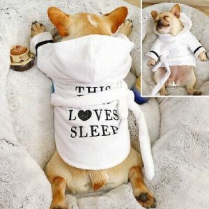 Pets Market בגדים Pet Dog Pajamas Fleece Puppy Cat Pyjamas Sleepwear Clothes Hoodie French Bulldog