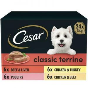 24 x 150g Cesar Classics Dog Food Trays Mixed Selection in Terrine