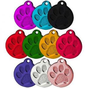 ROUND PAW ALLOY DOG ID NAME TAG DISC PERSONALISED ENGRAVED PET IDENTITY TAGS