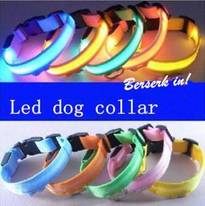Pets Market אקססוריז Nylon Pet Dog Collar LED Light Light-up Flashing Glow Cat Collar LED Dog Collars