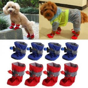 Pet Dog Waterproof Winter Warm Boots Rain Foot Shoes Puppy Non Slip Boots 4Pcs